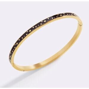 RETAIL $70 Mint & Lilly Enamel Black Star Bangle*Hinged Bracelet*GIFT pouch